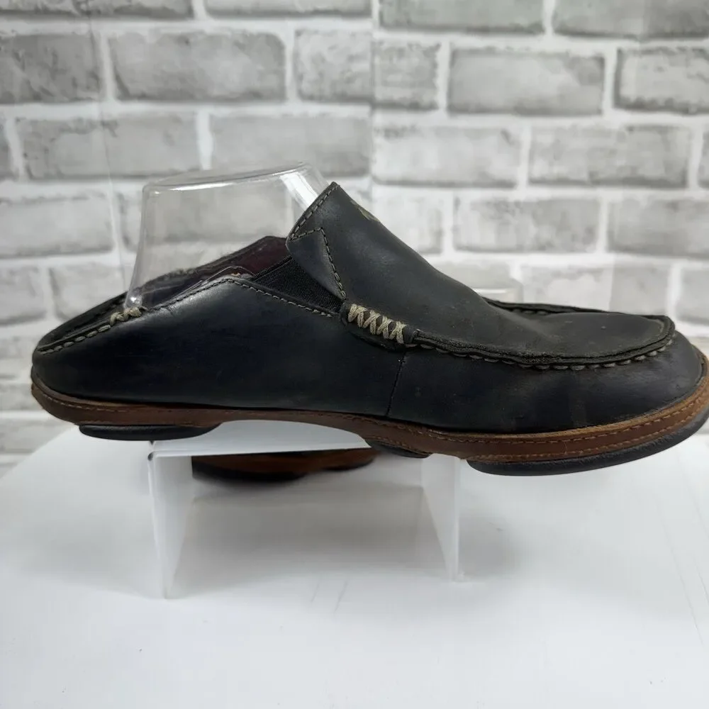 Olukai Moloa Men’s Size 9 Slip On Dark Brown Leather Casual Comfort Shoes